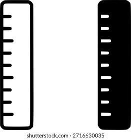 Icon for education, ruler illustration, outline and silhouette versions