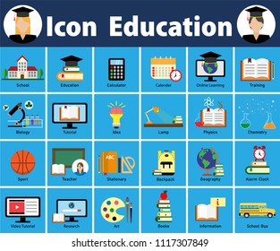 Icon Education set. infographics background education.
