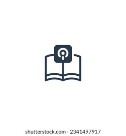 An icon for an educational podcast featuring an open book and a microphone