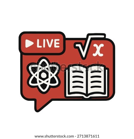 Icon "Edutainment Streamers" - A live stream icon (like Twitch) but the content is about science, history, or mathematics.
