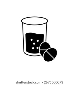 Icono de una tableta efervescente, aislado contra un fondo limpio.