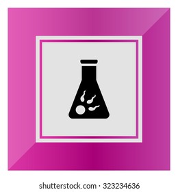 Icon of egg cell with several spermatozoa in flask