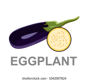 icon Eggplant whole and in section