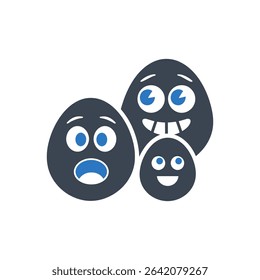 Icon of eggs with different facial expressions