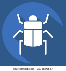 Icon Egyptian Scrab. related to Insects symbol. long shadow style. design editable