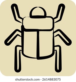 Icon Egyptian Scrab. related to Insects symbol. hand drawn style. design editable