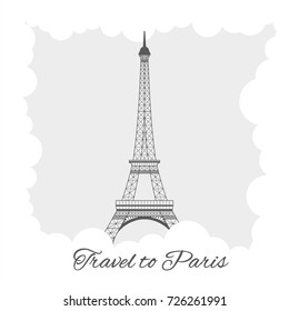 Icono de la torre Eiffel sobre fondo gris. Ilustración vectorial