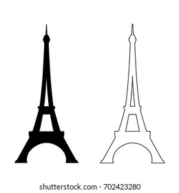 Icon of Eiffel tower on white background. Vector illustration