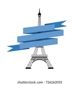 Icon of Eiffel tower on white background. Vector illustration
