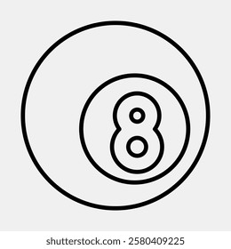 Icon eight ball pool. Traditional tattoo elements. Icon in line style.