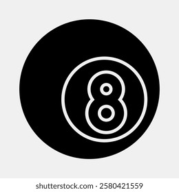 Icon eight ball pool. Traditional tattoo elements. Icon in glyph style.