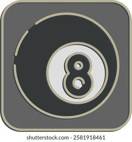 Icon eight ball pool. Traditional tattoo elements. Icon in embossed style.