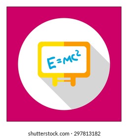Icon of Einstein's energy formula written on white board
