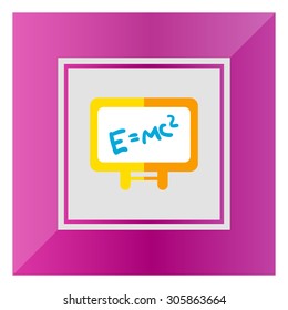 Icon of Einstein's energy formula written on white board