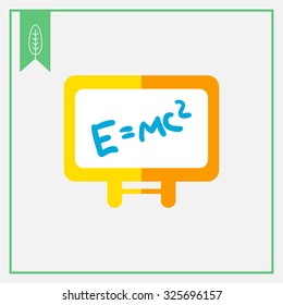 Icon of Einstein's energy formula written on white board