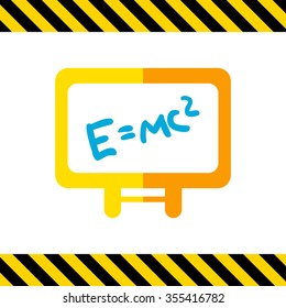 Icon of Einstein's energy formula written on white board