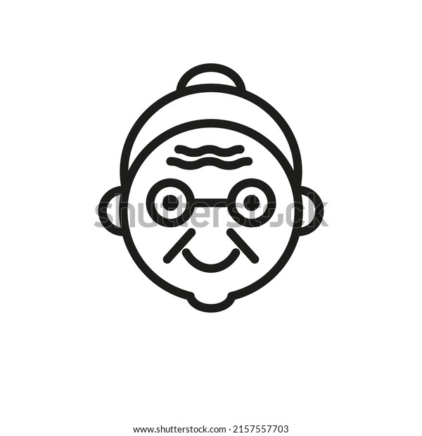 An icon of an\
elderly person\'s face. Grandmother. Woman. Simple flat linear\
illustration on a white\
background.