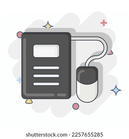 Icon E-Learning. related to Education symbol. Comic Style. simple design editable. simple illustration