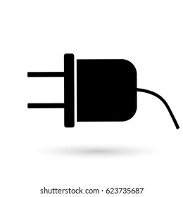 Icon of an electric black plug on a white background.