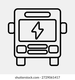 Icono de autobús eléctrico. Elementos de vehículos eléctricos. Icono en estilo de línea.