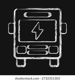 Ícone de ônibus elétrico. Elementos de veículos elétricos. Ícone em estilo giz.