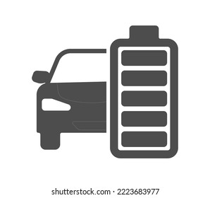 The icon of the electric car battery. Flat style