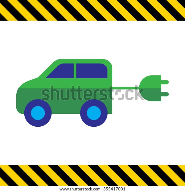 Icon of electric car
with cord and plug