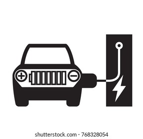 Icon Electric Car Flat style vector illustration.