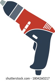 Icon Of Electric Drill. Flat Color Design. Vector Illustration.