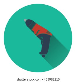 Icon of electric drill. Flat design. Vector illustration.