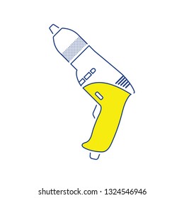 Symbol für elektrische Bohrmaschine. Dünne Linienführung. Vektorgrafik.