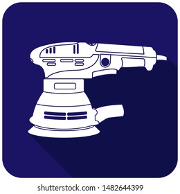 Icon electric grinder white on a blue background. Vector illustration
