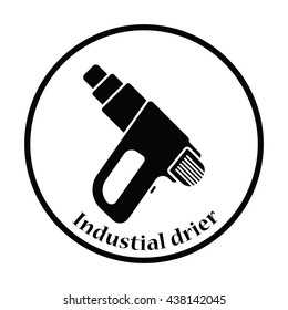 Icon of electric industrial dryer. Thin circle design. Vector illustration.