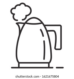 Icon electric kettle boiling. Outline vector   isolated on white background.Symbol for a mobile application or website.