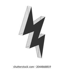 Icon electric lightning bolt, thunder bolt in doodle style. isolated on white background. vector illustration