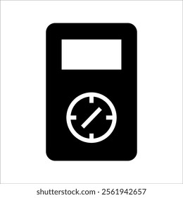 icon of an electric meter displaying the ampere symbol. Perfect for use in topics related to electrical energy, current measurement, or electronic devices.