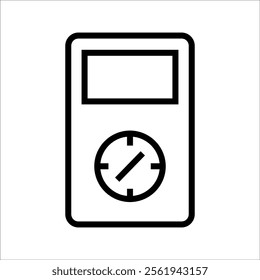  icon of an electric meter displaying the ampere symbol. Perfect for use in topics related to electrical energy, current measurement, or electronic devices.