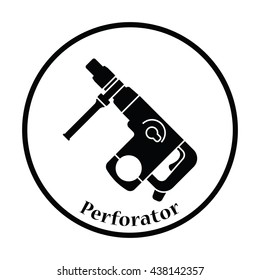 Icon of electric perforator. Thin circle design. Vector illustration.
