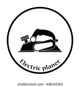 Icon of electric planer. Thin circle design. Vector illustration.