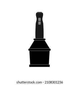 The icon of an electric powerful immersion blender is black on a white background. Vector image.
