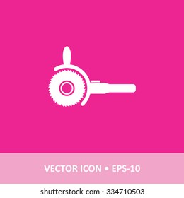 Icon of Electric Saw on Magenta Color Background. Eps-10.