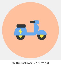 Ícone scooter elétrico. Elementos de veículos elétricos. Ícone no estilo de cor mate.