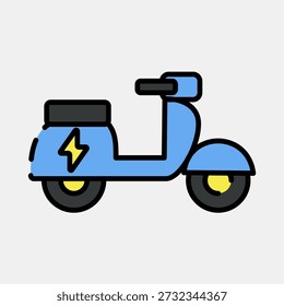 Ícone scooter elétrico. Elementos de veículos elétricos. Ícone em estilo de linha preenchida.