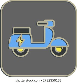 Ícone scooter elétrico. Elementos de veículos elétricos. Ícone em alto-relevo.