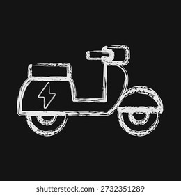 Ícone scooter elétrico. Elementos de veículos elétricos. Ícone em estilo giz.