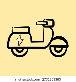 Ícone scooter elétrico. Elementos de veículos elétricos. Ícone no estilo desenhado à mão.