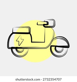 Ícone scooter elétrico. Elementos de veículos elétricos. Ícone em estilo de spot de cor.