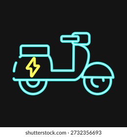 Ícone scooter elétrico. Elementos de veículos elétricos. Ícone em estilo neon.
