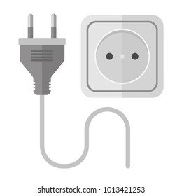 Icon of an electric socket with a plug. Power socket. Modern vector illustration isolated background.