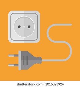 Icon of an electric socket with a plug. Power socket. Modern vector illustration isolated background.